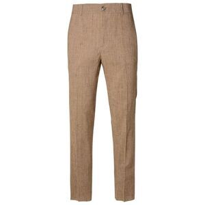 BRIAN DALES Brown Linen Blend Trousers